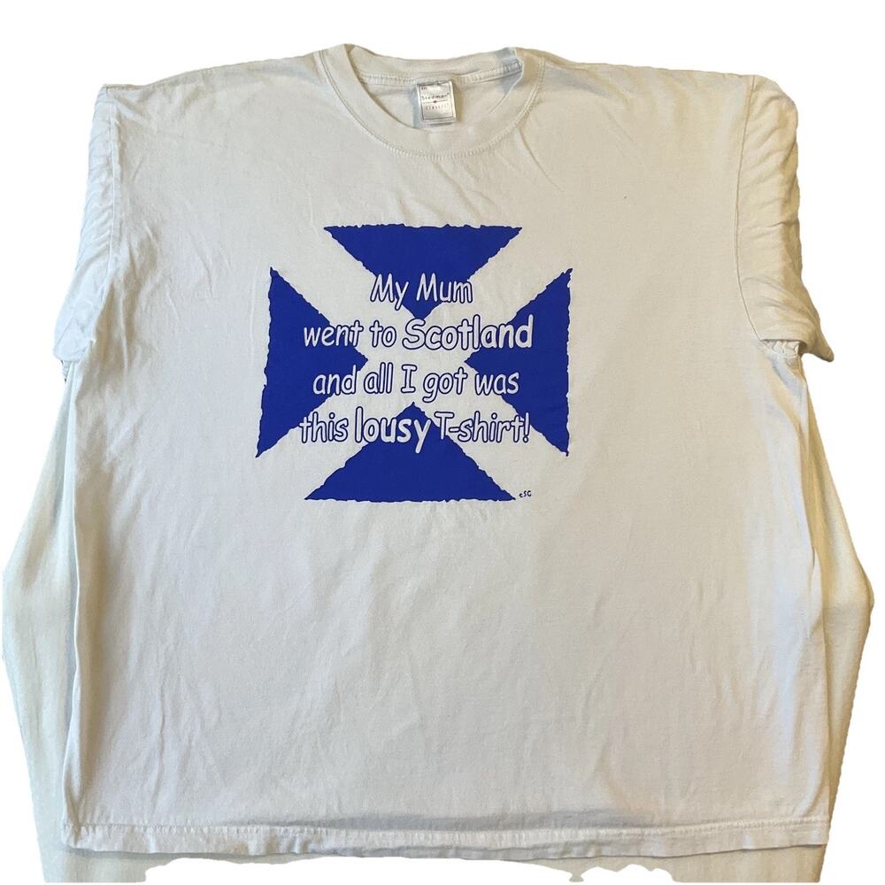 Stedman Men Shirt XXL White Scotland Flag Classic My Mum Got Me This Lousy Tee